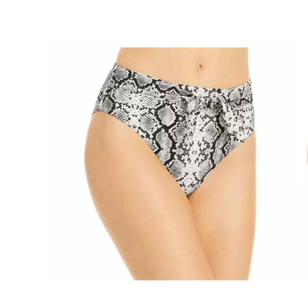 Aqua Swim Womens Animal Print Front Tie Swim Bottom Black/Cream Size M